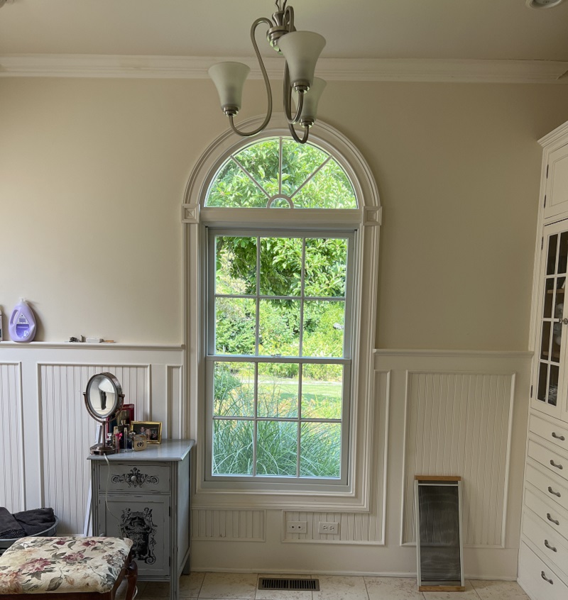 New wood round top window